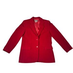 Et Vous Red Burgundy Wool Cashmere Blend Blazer Jacket Women’s M Vtg 80s Coat